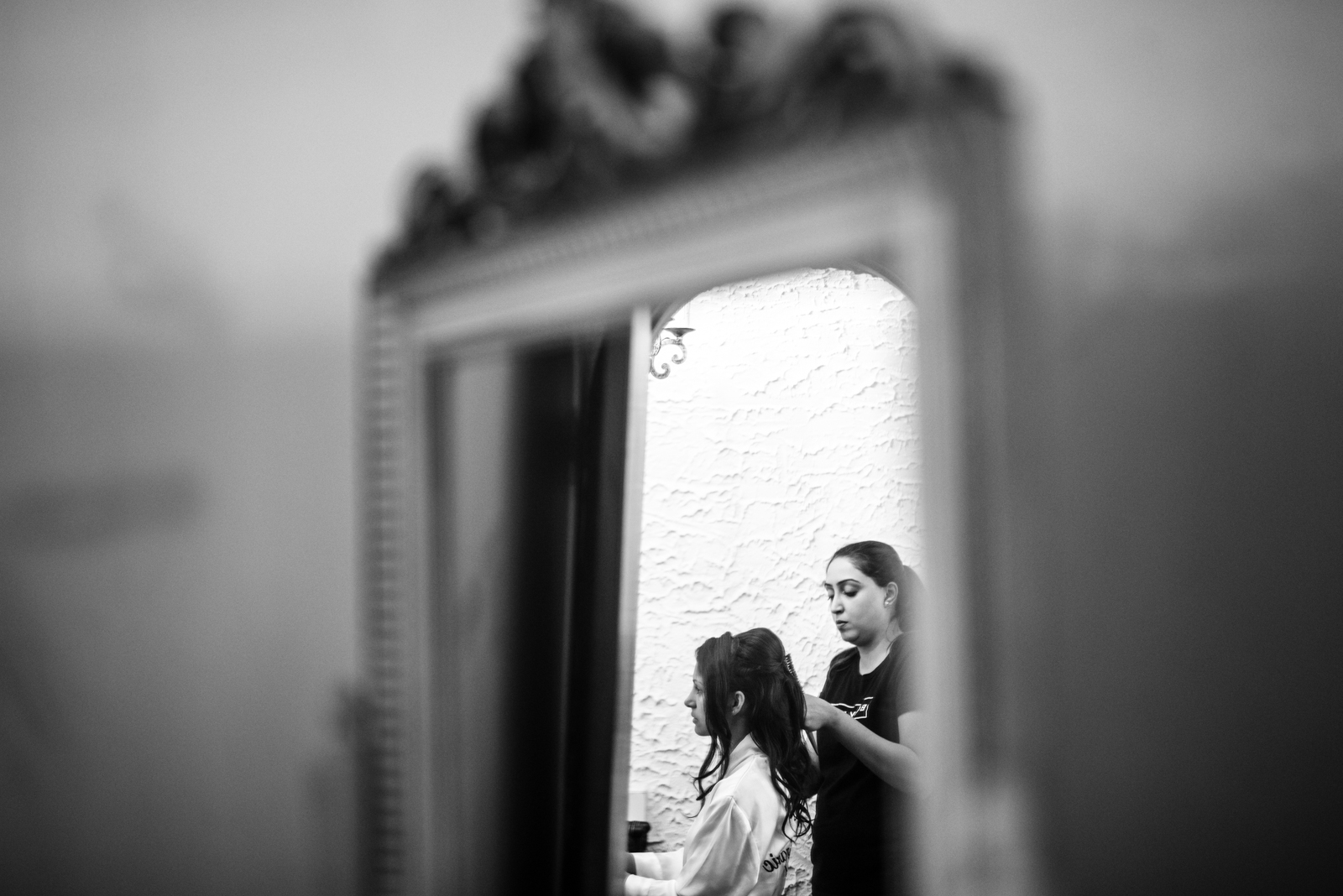 the bride is getting ready in the morning